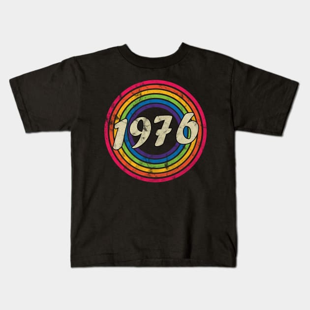 1976 - Retro Rainbow Faded-Style Kids T-Shirt by MaydenArt